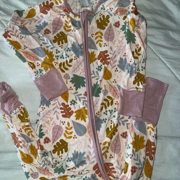 Little Sleepies Other - Little Sleepies Pink and Multicolor Leaf Pajamas